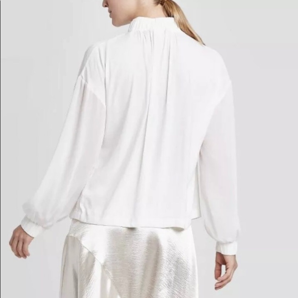 Gesso White Minimalist Chiffon Style Top Blouse XS - Picture 3 of 8
